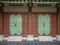 Traditional Korean style door at Gyeongbokgung Palace