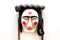 Traditional Korean wooden mask from Hahoe village on white background