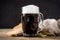 Traditional kvass beer mug with rye bread