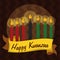 Traditional Kwanzaa Candles in Tribal Background, Vector Illustration