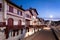 Traditional labourdine houses of Saint de Luz at night