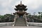 Traditional landmark pagoda located in the center of a park in Taiwan