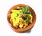 Traditional little millet indian food vegetable biryani in clay bowl