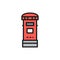 Traditional London postbox, post, mailbox flat color line icon.