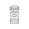 Traditional London postbox, post, mailbox line icon.