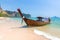 Traditional long-tail boat on the beach, Krabi, Thailand