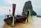 Traditional longtail boats on the Railay beach