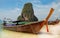 Traditional longtail boats on the Railay beach