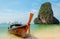 Traditional longtail boats on the Railay beach