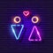 Traditional love neon icon. LGBT neon signs. Gay Pride concept. Vector illustration for design. Gay Pride glowing logo, light
