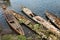 Traditional malagasy boat - canoe on african beach