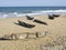 Traditional malagasy boat - canoe on african beach