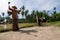 Traditional Malays scarecrow in farm