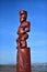 Traditional maori carving part of Ä€tea a Rangi star compass, Clive, New Zealand