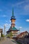 Traditional maramures neo-gothic church in Sapanta village, Romania