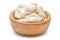 Traditional Mascarpone cheese in wooden bowl isolated with clipping path