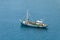Traditional mediterranean fishing boat, aerial view