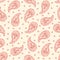 Traditional Medium Scale Coral Paisley Foulard Vector Seamless Pattern. Whimsical classic background.