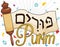 Traditional Megillah or Scroll of Esther for Purim Celebration, Vector Illustration