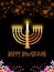 Traditional menorah (Candelabrum) on black background. Happy Han