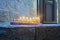 Traditional Menorah Hanukkah Lamp with olive oil candles, Jeru