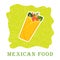 Traditional mexican burrito. Spicy delicious burrito logo for restaurant or cafe design. Mexican food. Vector