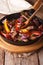 Traditional Mexican fajitas close up on the table. Vertical