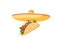 Traditional Mexican Food - Taco. Cartoon banner taco and sombrero. Vector illustration