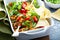 Traditional mexican meat casserole with chips