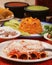 Traditional mexican red enchilada dinner