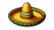 A traditional Mexican sombrero, featuring vibrant colors, and a wide brim, placed on a plain white background.