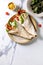 Traditional mexican tortila wrap with pork meat