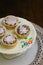 Traditional Mince Pies on painted ceramic stand