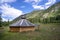 Traditional Mongolian portable round tent ger covered with white outer cover in Altai Mountains of Western Mongolia