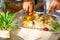 Traditional Montenegrin Meat Negush Steak on white plate in a restaurant