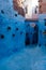 Traditional moroccan courtyard in Chefchaouen blue city medina in Morocco, architectural details in Blue town Chaouen