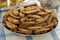 Traditional Moroccan fekkas cookies with tea