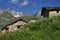 Traditional mountain huts, Italian Alps, Aosta Valley.