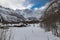 Traditional mountain village in winter, Macugnaga, Italy