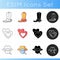 Traditional movie types icons set. Linear, black and RGB color styles. Popular and common film categories. Romantic
