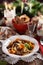 Traditional mushroom soup with noodles for Christmas Eve supper