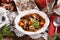 Traditional mushroom soup with noodles for Christmas Eve supper