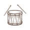 Traditional musical, carnival instrument drum with chopsticks. Entertainment, music, carnival.