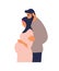Traditional Muslim family expecting a baby. Pregnant woman with a husband. Arab family. Flat vector illustration