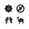 Traditional muslim symbols black glyph icons set on white space