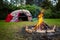 Traditional native sweat lodge with hot stones