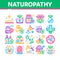 Traditional Naturopathy Medicine Icons Set Vector