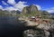 Traditional Norwegian fishing cottages in Lofoten Islands, Norway