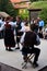 Traditional Norwegian folk dancers in skansen in Oslo