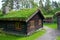 Traditional Norwegian House with grass roof.The Norwegian Museum